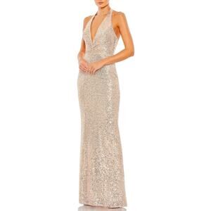 Mac Duggal Gold Sequin Maxi Dress
